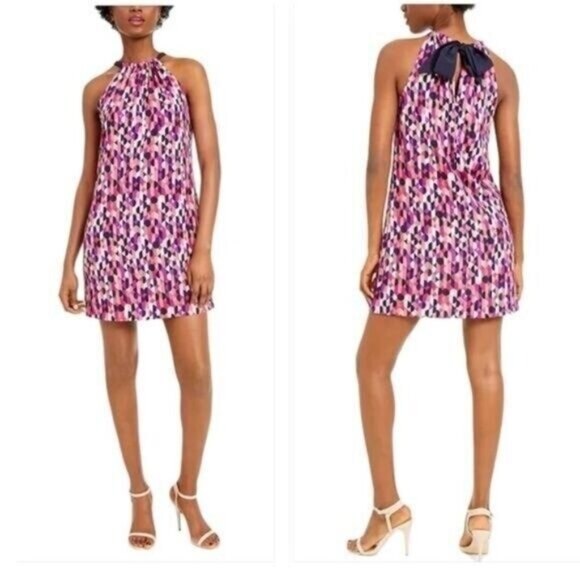 Trina Turk JuJu Bow-Back Halter Dress XS Dopamine 70s Vibe Fairycore Whimsical - Picture 1 of 12